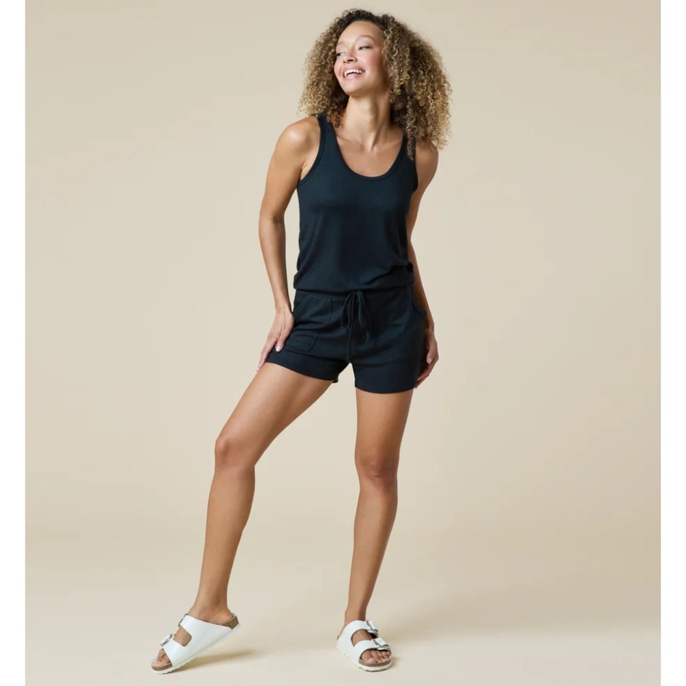 Softies Dream Jersey Tank Top with Shorts Set, Black, Small